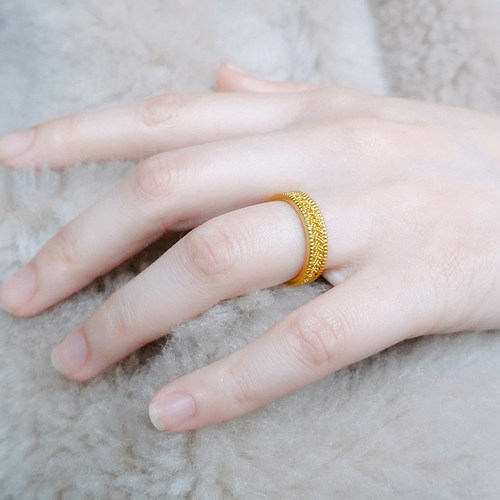 明牌珠宝黄金戒指 Mingles相偕系列足金编织情侣对戒AFM0117 计价 - 图3