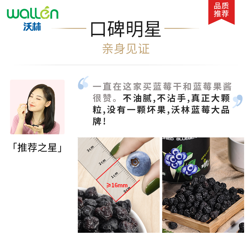 沃林旗舰店沃林水果干蓝莓果脯罐装蓝莓干蓝梅干低脂零食无添加蜜饯休闲食品2