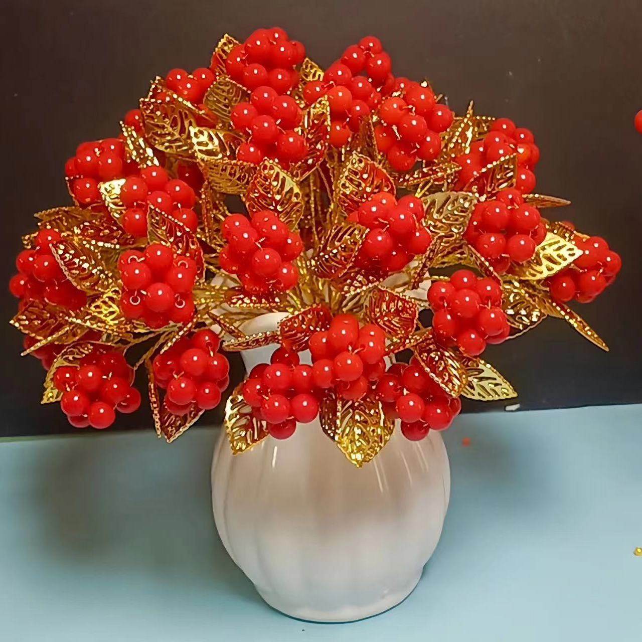新款二代富贵果材料包餐桌客厅小摆件装饰发财果假花手工编织花,淘宝优惠券,粉丝福利购,淘宝优惠卷