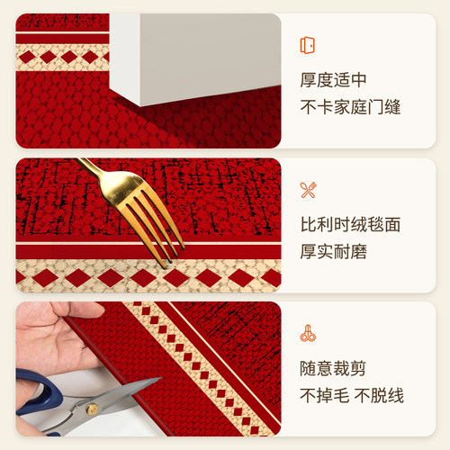 红色高级入户门地垫门口进门脚垫家用新款耐脏免洗可裁剪防滑地毯 - 图3