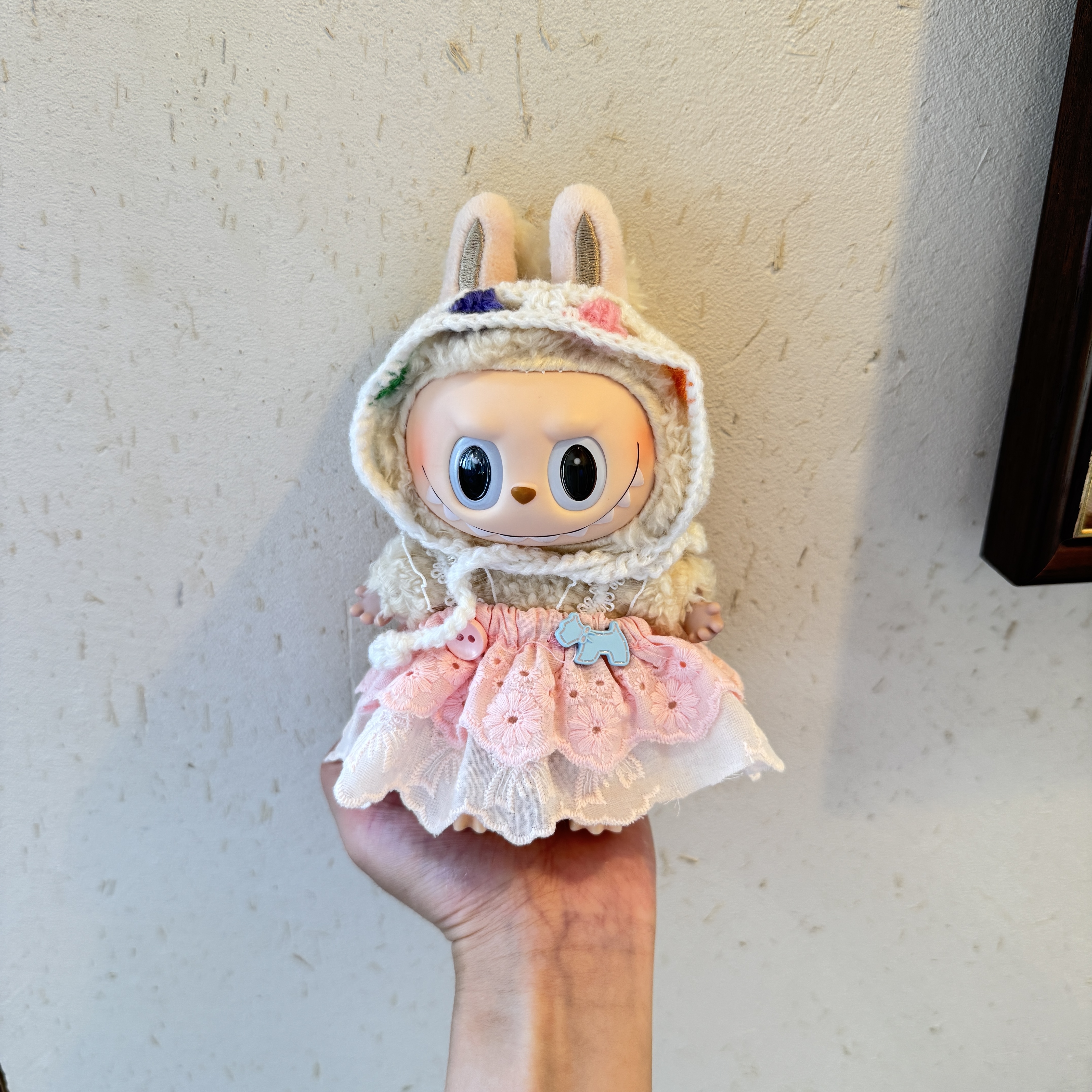 labubu一代二代三代针织头巾裙子娃衣甜美套装拉布布哭娃通用 - 图0