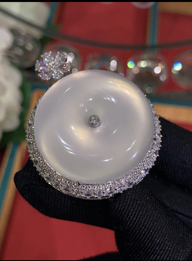 S925银重工镶嵌天然俄料石英质玉平安扣吊坠小众玉石怀古高档挂件