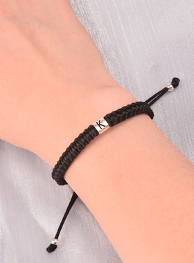 纯银字母珠手链可编头发送男朋友