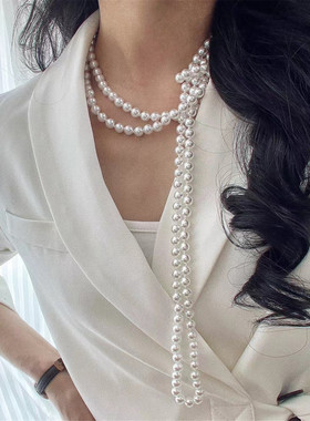 180cm澳白珍珠项链超长款多层