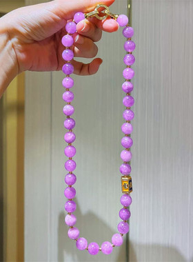 名媛气质紫色石英圆珠锁骨链