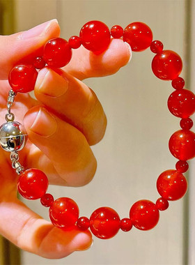 10mm7A红玛瑙项链吸铁石扣颈链