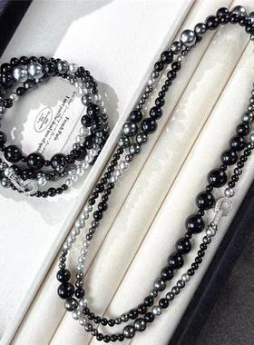 黑玛瑙长项链大小不规则