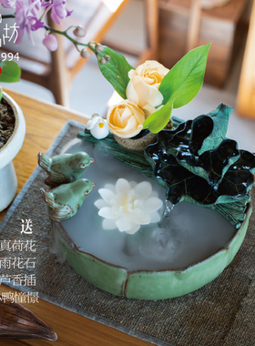 优选中式客厅桌面流水摆件循环水办公室Q水系景观装饰陶瓷加