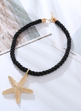 欧美新款海洋沙滩风创意海星吊坠海滩风气质百搭度假项链配饰