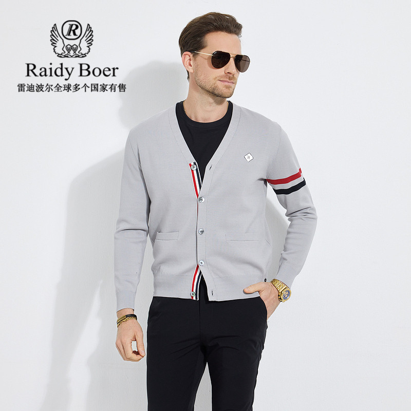 【100%棉】Raidy Boer/雷迪波尔男珍珠贝纽扣针织开衫长袖T恤6403,淘宝优惠券,粉丝福利购,淘宝优惠卷