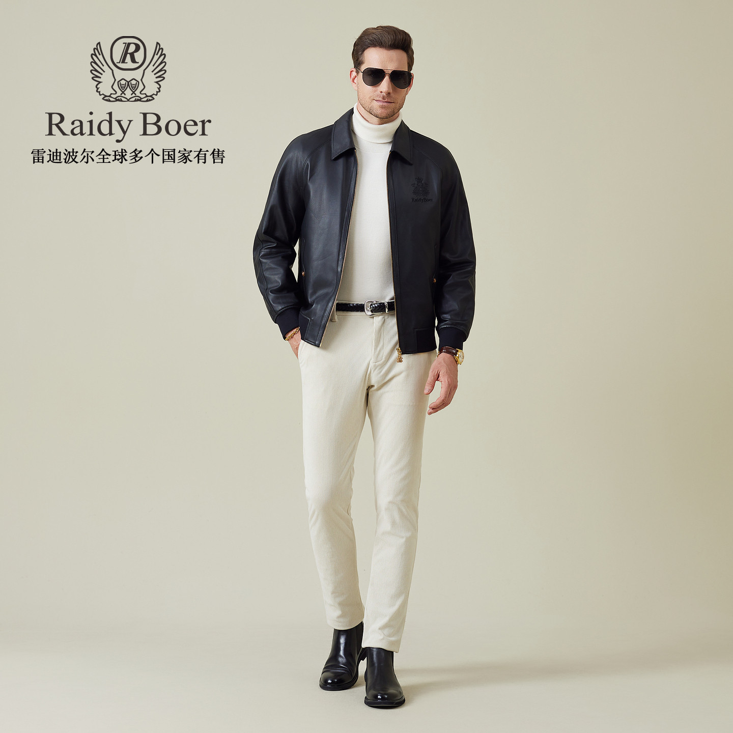 【绵羊皮革】Raidy Boer/雷迪波尔2025秋刺绣翻领男皮衣外套 2018,淘宝优惠券,粉丝福利购,淘宝优惠卷