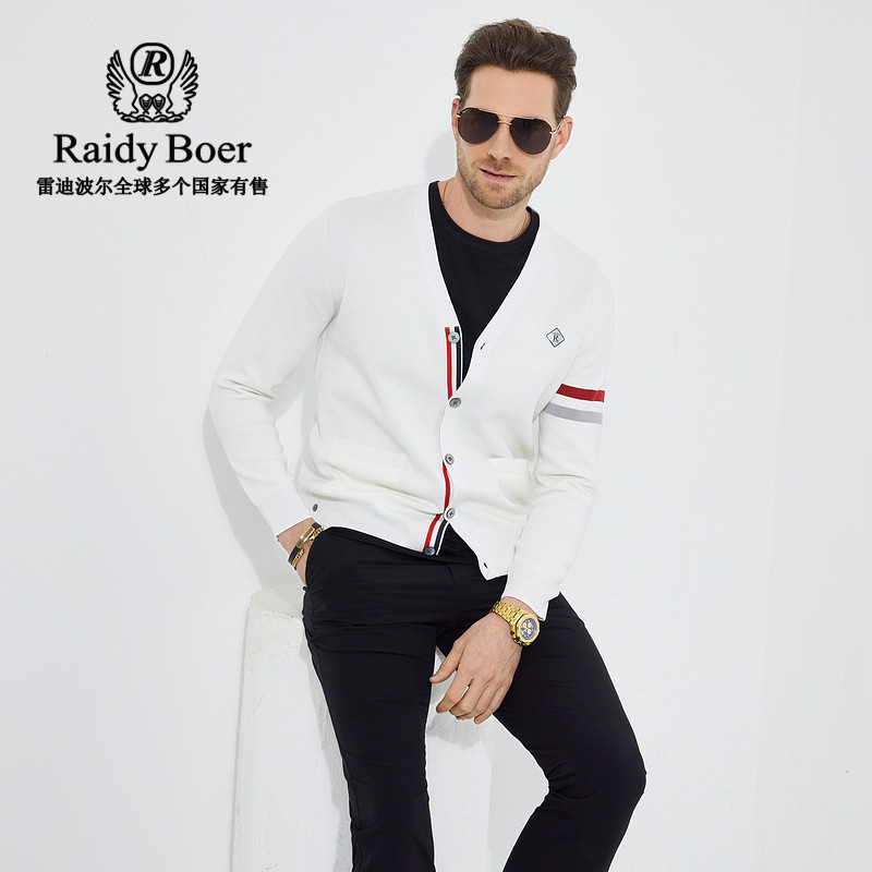 【100%棉】Raidy Boer/雷迪波尔男珍珠贝纽扣针织开衫长袖T恤6403,淘宝优惠券,粉丝福利购,淘宝优惠卷