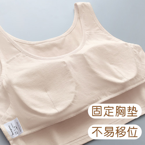 中老年背心式文胸短款妈妈舒适防凸点半截内衣 - 图0