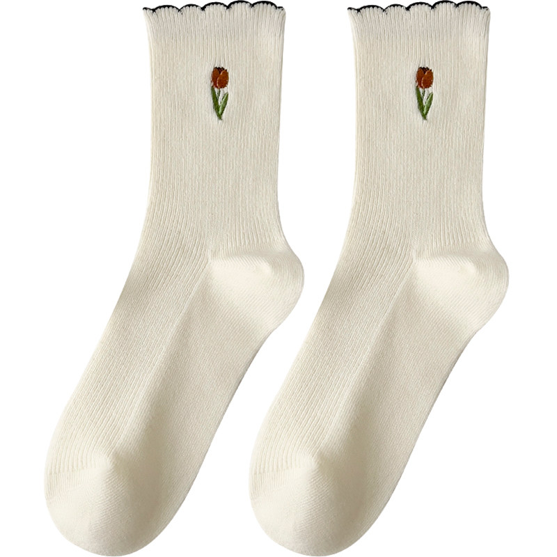 花边袜子女纯棉春秋款中筒袜无骨堆堆袜配小皮鞋长筒袜日系秋冬季,淘宝优惠券,粉丝福利购,淘宝优惠卷