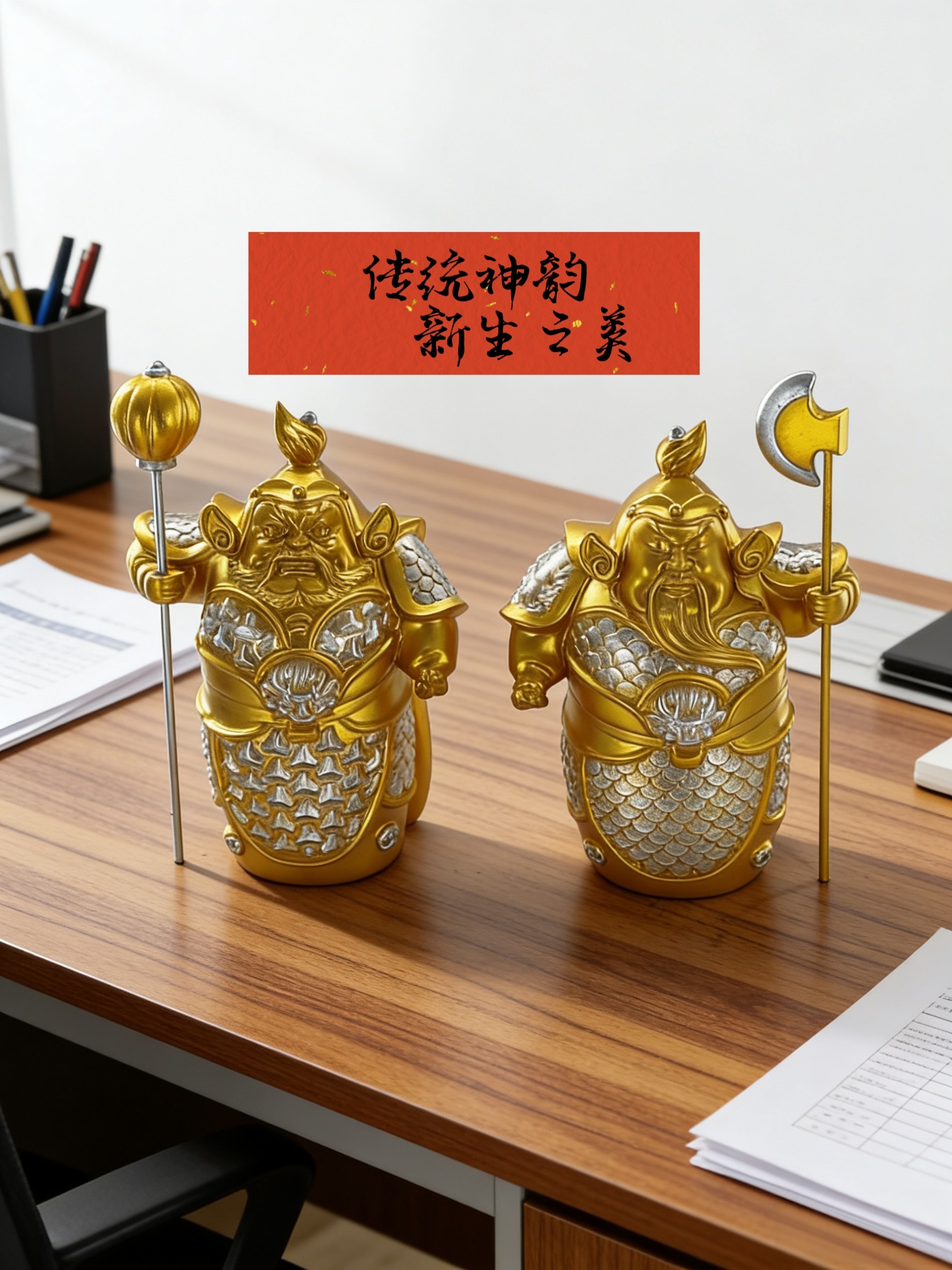 创意门神摆件护宅哼哈二将新中式家居装饰品客厅玄关电视柜书房,淘宝优惠券,粉丝福利购,淘宝优惠卷