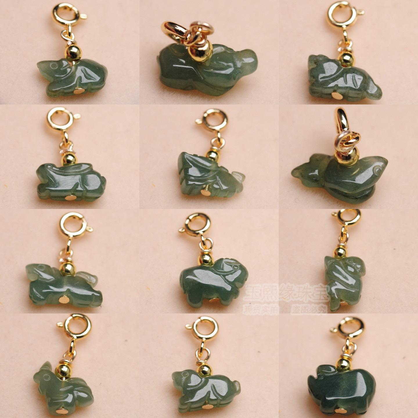 A货翡翠十二生肖小吊坠迷你小羊虎马狗玉石DIY小配件万能扣小滴溜,淘宝优惠券,粉丝福利购,淘宝优惠卷