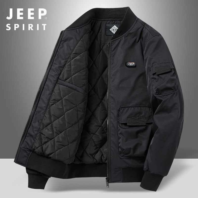 JEEP2024新款春秋外套男工装薄款飞行员棉服男ma1飞行夹克棒球服