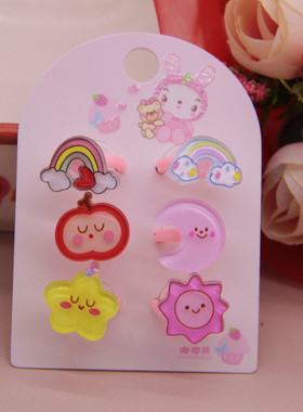 小女孩宝宝卡通小戒指配饰指环女亚克力