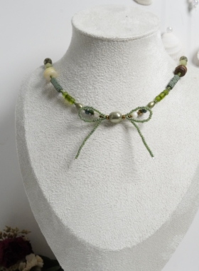 米珠项链手工制作钛钢捷克串珠项链百搭民族风ins风（A款更新ing)