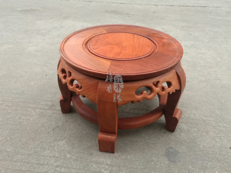 缅甸花梨木圆形底座花瓶鱼缸奇石木托架 实木小圆凳新中式花几,淘宝优惠券,粉丝福利购,淘宝优惠卷