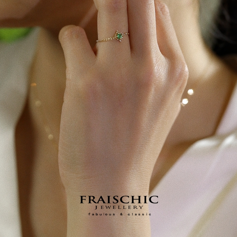 Fraischic「结香」18K黄金天然哥伦比亚祖母绿钻石手链女 七夕节 - 图3