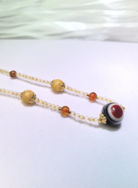 原创设计一眼天珠一眼智慧项链女锁骨链轻奢高级感饰品