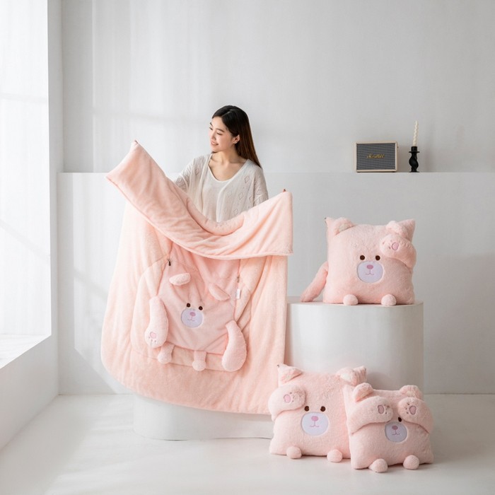 卡通玩偶兔绒抱枕被子两用办公室午睡沙发靠枕二合一汽车上加厚冬,淘宝优惠券,粉丝福利购,淘宝优惠卷