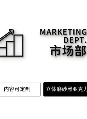 亚克力立体磨砂黑办公室标识牌