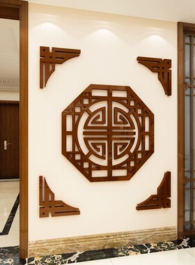 中式古典花格客厅电视背景墙边框