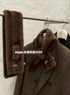 St韩系简约百搭毛茸茸人造毛好看穿孔小围脖秋冬百搭环保小围巾