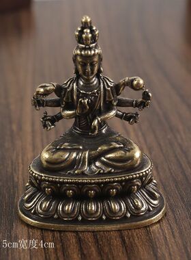 黄铜敦煌飞天女神像千手观音菩萨佛像纯铜金属工艺品办公室小摆件