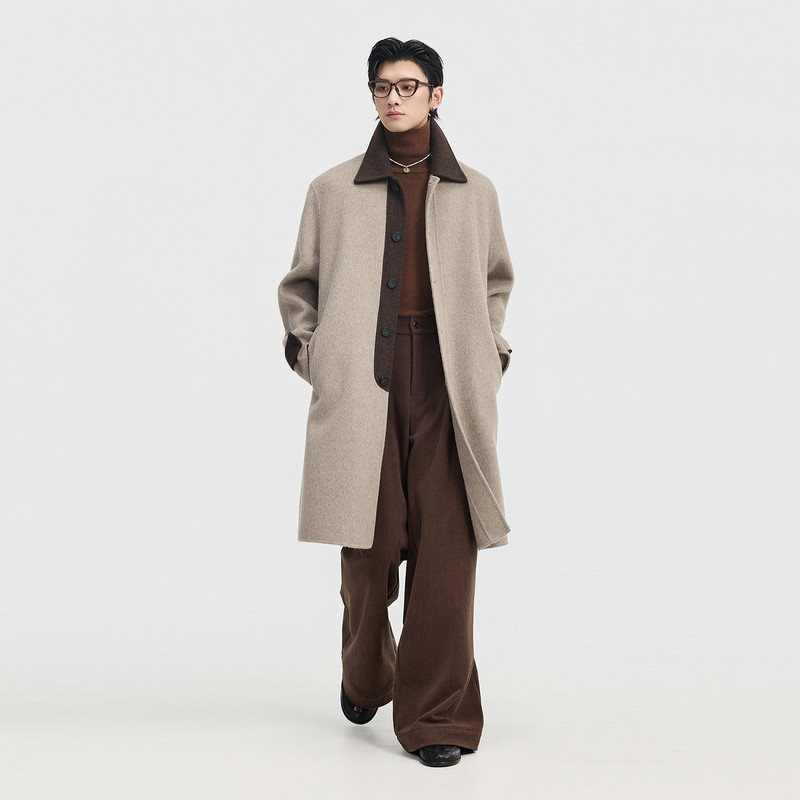 全羊毛/鹅绒内胆 伯爵卓尔100%双面毛呢大衣男中长款冬季通勤外套,淘宝优惠券,粉丝福利购,淘宝优惠卷