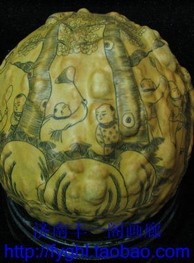 丰一阁文玩精品天然微雕疙瘩手捻摆件把件葫芦针画百子寿星祝寿礼