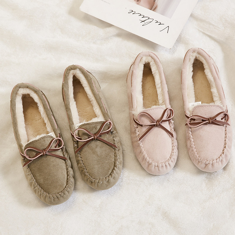 秋冬季豆豆鞋女加厚加绒保暖透气原宿百搭平底孕妇一脚蹬棉鞋,淘宝优惠券,粉丝福利购,淘宝优惠卷