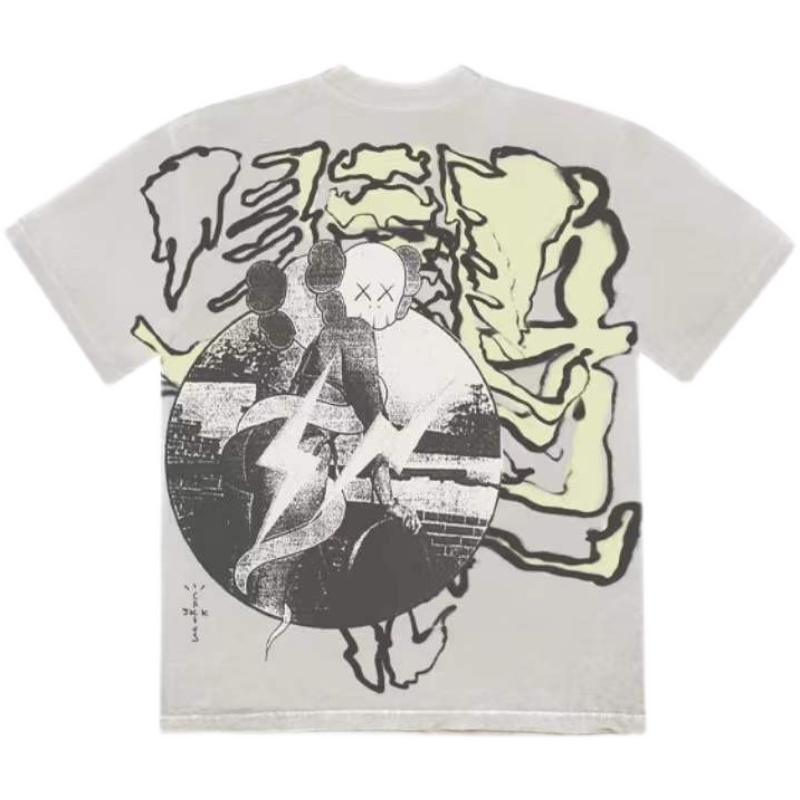 现货 Travis Scott TS Fragment Kaws闪电三方联名短袖T恤Tee-图3