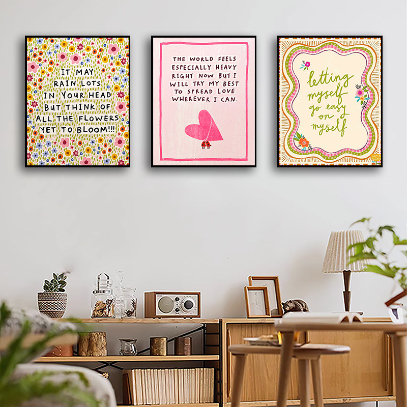 【一口价】插画师Abbie Rosie英文花朵客厅装饰画挂画复刻版画芯,淘宝优惠券,粉丝福利购,淘宝优惠卷