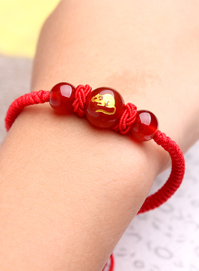 2026年属马本命年红绳红玛瑙十二生肖手链男女生情侣款首饰品礼物