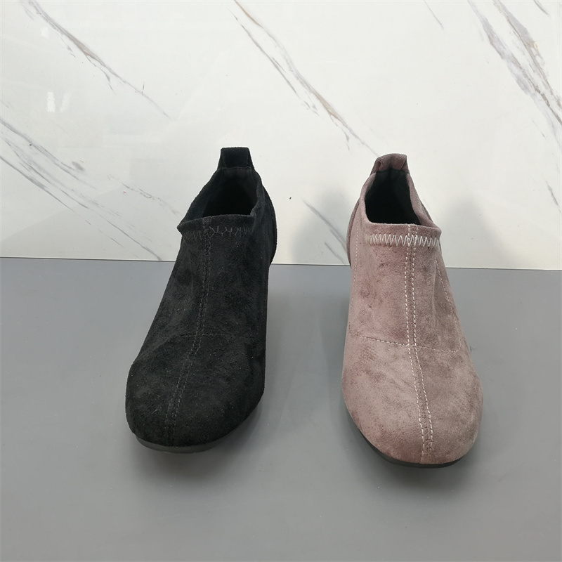 外贸撤柜真皮女鞋尖头高跟羊绒气质韩版潮流深口秋冬女单鞋潮 - 图0