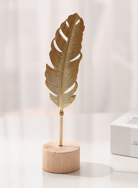 北欧风轻奢金属工艺品创意家居客厅玄关酒柜装饰品铁艺银杏叶摆件