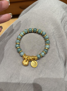 小红书爆款黄财神翡翠中青手串精致盘缠小胖福招财水晶手链珠子