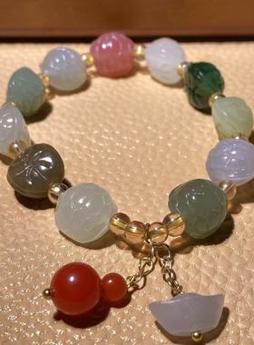 天然和田玉多宝南红手链手工小乌龟壳富甲天下招财手串女元宝吊坠