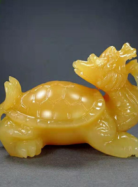 黄玉龙龟玉石摆件 厂家现货批发 办公家居送人礼品工艺品玉器