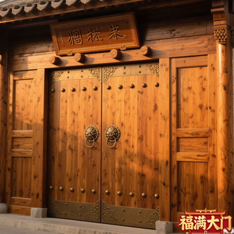 中式实木菠萝格庭院大门茶楼民宿复古门镶铜入户门高端定制庭院门,淘宝优惠券,粉丝福利购,淘宝优惠卷