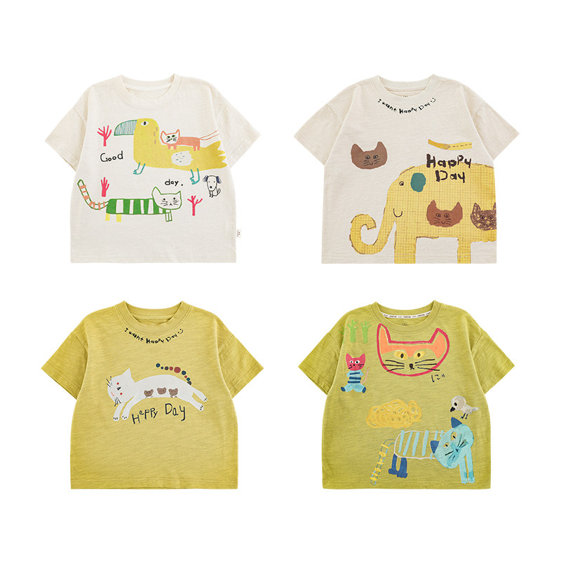 幼悠 女童卡通数码印花T恤2025夏季童趣可爱清爽吸湿宽松休闲短袖,淘宝优惠券,粉丝福利购,淘宝优惠卷