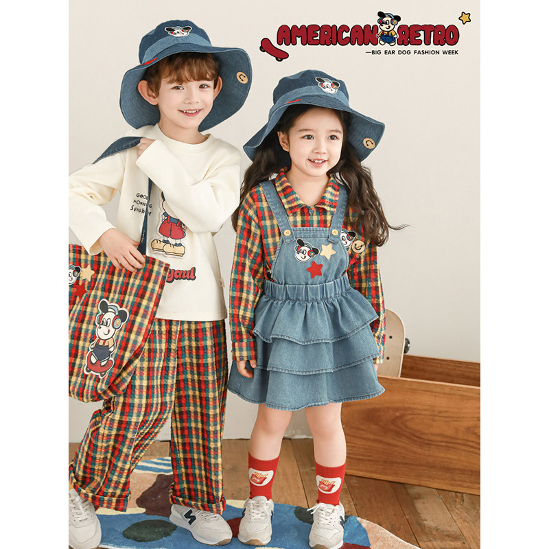 幼悠女童星星狗系列2025春季简约翻领衬衫三层蛋糕背带短裙多件套,淘宝优惠券,粉丝福利购,淘宝优惠卷