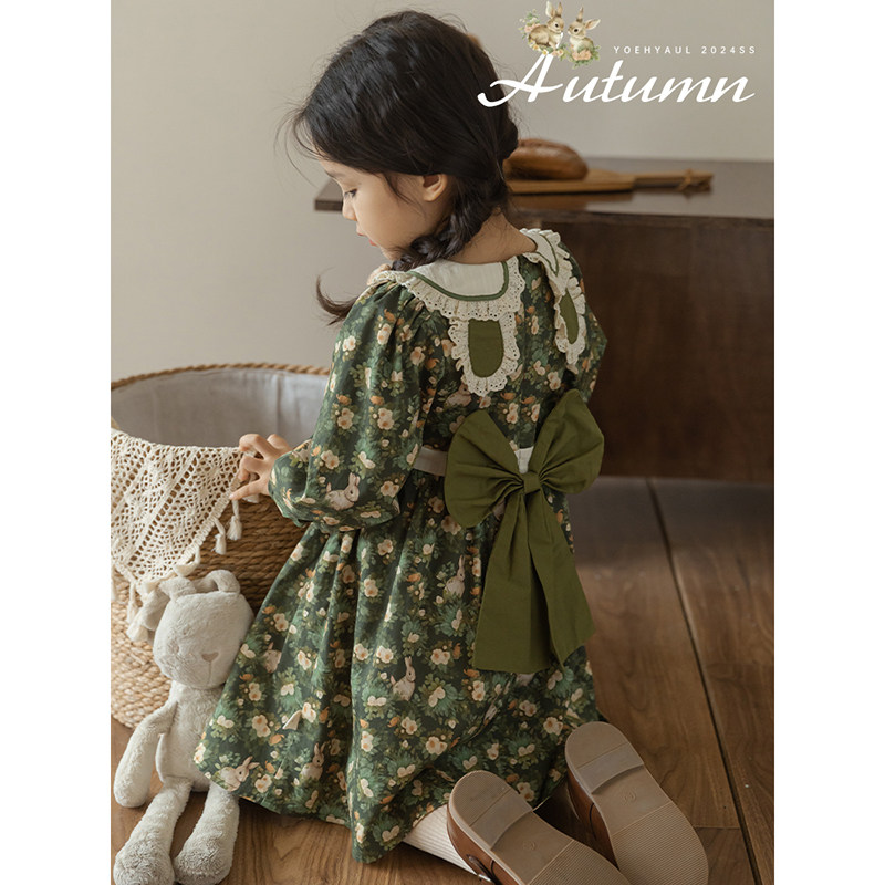 幼悠女童拼接假两件小围裙连衣裙2025春秋萌趣可爱碎花兔兔裙子潮,淘宝优惠券,粉丝福利购,淘宝优惠卷