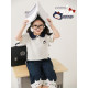 Youyou Girls College Style Series 2025 Summer Children's Navy Lapel Shirt POLO Loose Straight Leg Eight-Point Pants trendy