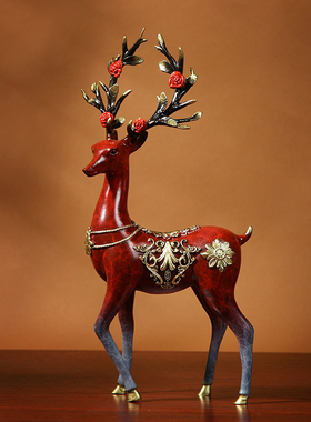 铜一家 黄铜摆件鹿鹿亨通办公室卧室书房一路通礼品摆件新品