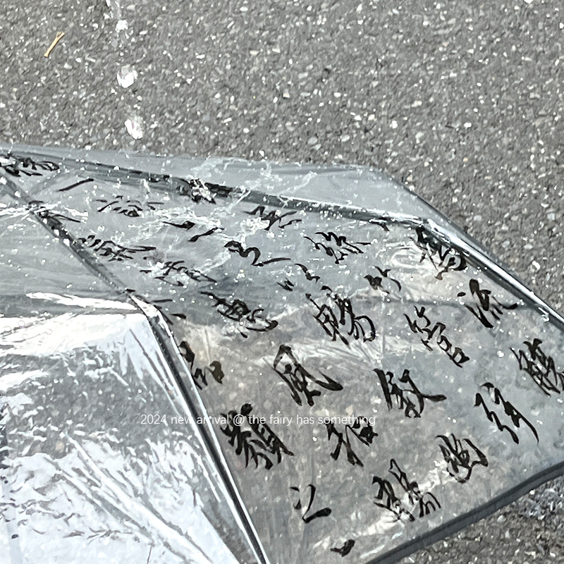 国风雨伞透明高颜值女生全自动伞随身便携复古拍照氛围感折叠雨伞 - 图2