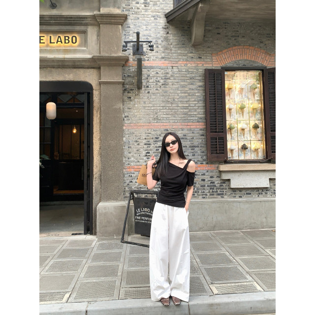 Miss 77 Angry Lesser Fashionable Lazy Sloped Shoulder T Relaxed Casual Slim Short Sleeve Cool T-Shirt Top